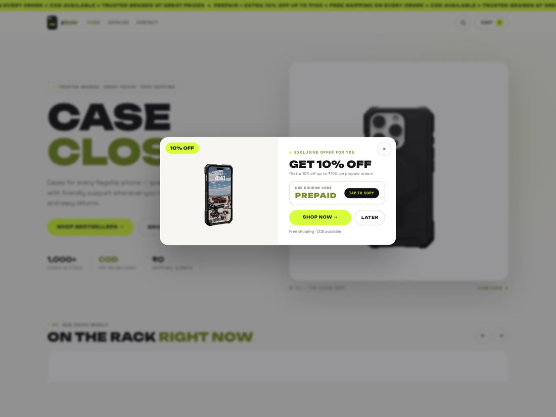 Case Closed Shopify theme — home page