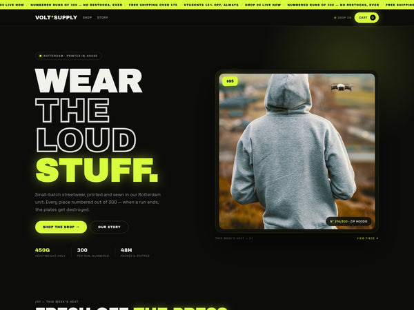 Volt Shopify theme — home page
