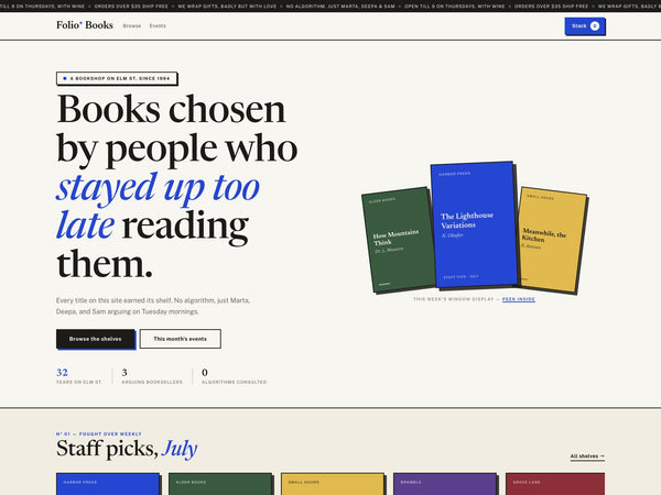 Folio Shopify theme — home page