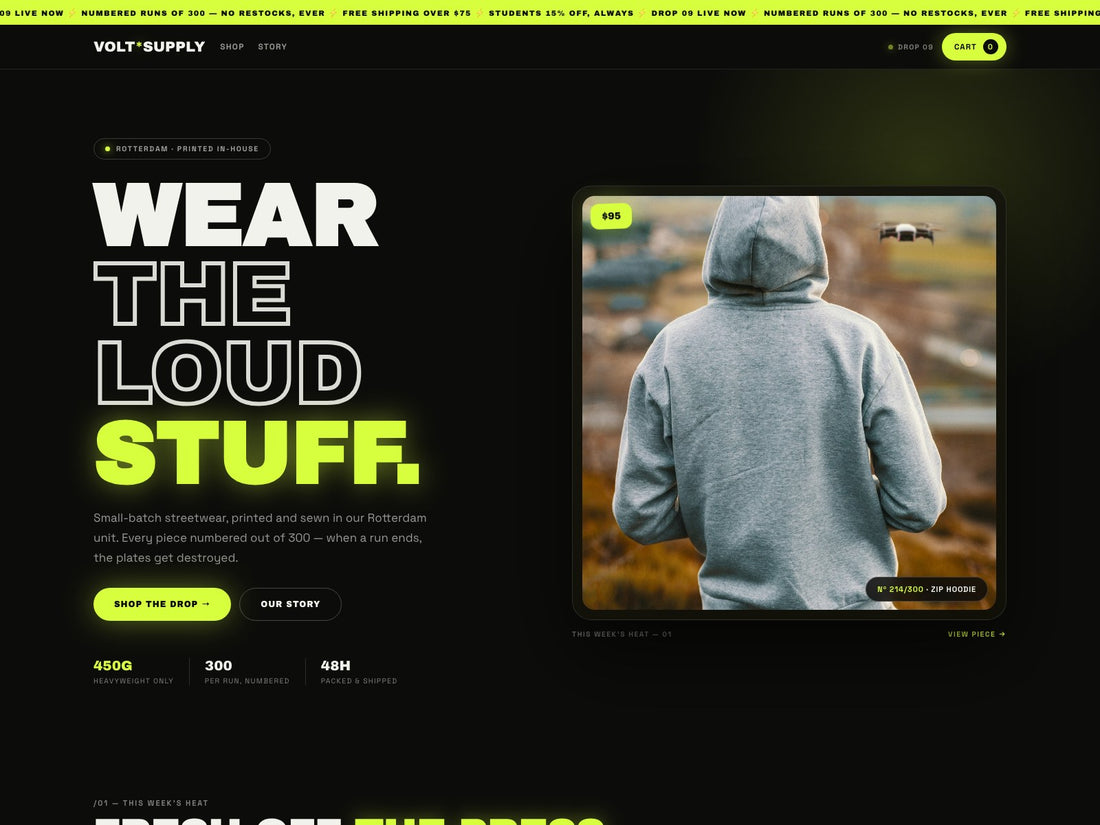 Volt Shopify theme — home page