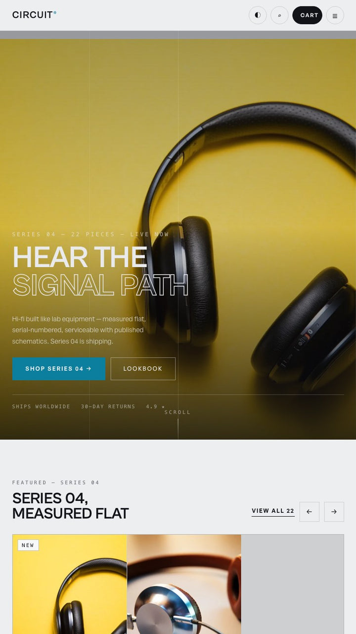 Circuit Audio Shopify theme — mobile home page